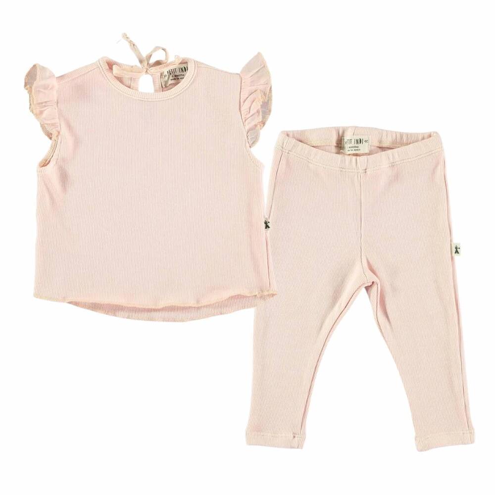 NEW PETIT INDI girl's ruffle legging set in pink